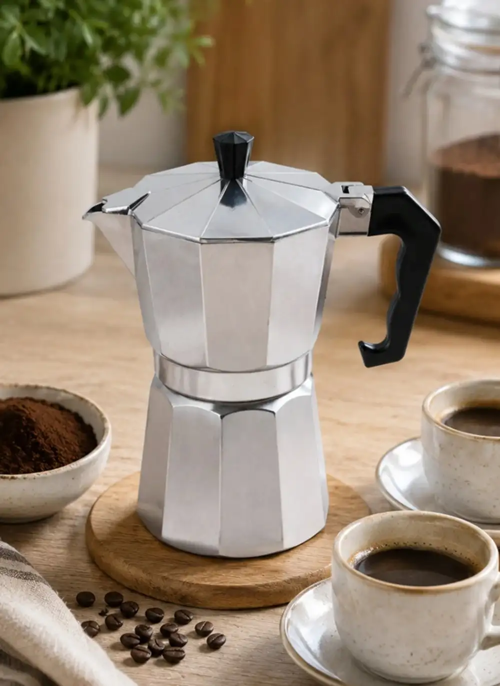Metalik Gri Moka Pot - Ocak Üstü İtalyan Espresso Makinesi