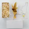 Çekmeceli Kutuda Sarı Çiçek Buketi ve Murano Cam Sarı Kalp Kolye Hediye Seti Küçük 