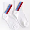 Çorap N078 Beyaz Serisi - Mavi Bordo Çizgili Çorap Küçük 