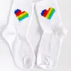 Çorap N068 Beyaz Serisi - Gökkuşağı Kalp Çorap Küçük 