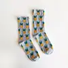 Çorap N098 Meyve Serisi - Gri Renk Ananas Çorap Küçük 