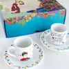 Porselen Türk Kahvesi Fincanı set n003 - Frida Kahlo Küçük 