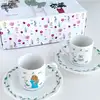 Set n004 Porselen Türk Kahvesi Fincanı Seti - Çiçekli Kız Küçük 