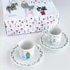 Set n004 Porselen Türk Kahvesi Fincanı Seti - Çiçekli Kız Küçük 