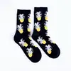 Çorap N185 - Tropikal Sarı Ananas Siyah Çorap Küçük 