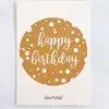 Gold Happy Birthday Doğum Günü Motto Kartı Kartpostal Küçük 