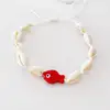 Deniz Kabuklu Kırmızı Cam Balık Halhal / Bileklik Küçük 