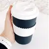 Black Splash Coffee Cup Silikon Kapaklı Kahve Bardağı Siyah Beyaz Küçük 