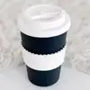 Black Splash Coffee Cup Silikon Kapaklı Kahve Bardağı Siyah Beyaz Küçük 