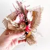 Mini Buket Pembe El Yapımı Kuru Çiçek Küçük 