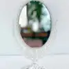 Masaüstü Vintage Dekoratif Oval Makyaj Aynası Beyaz Küçük 