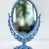 Masaüstü Vintage Dekoratif Oval Makyaj Aynası Mavi Küçük 