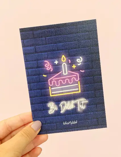 Neon Bi Dİlek Tut Doğum Günü Motto Kartı Kartpostal