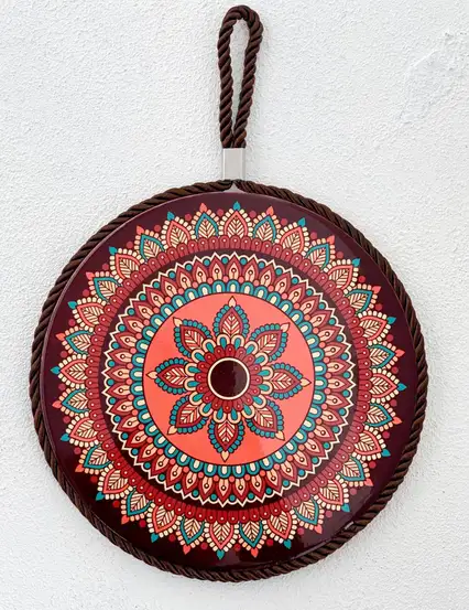 Kahverengi Etnik Mandala Desenli Seramik Nihale