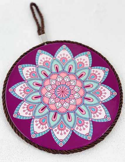 Mor Etnik Mandala Desenli Seramik Nihale