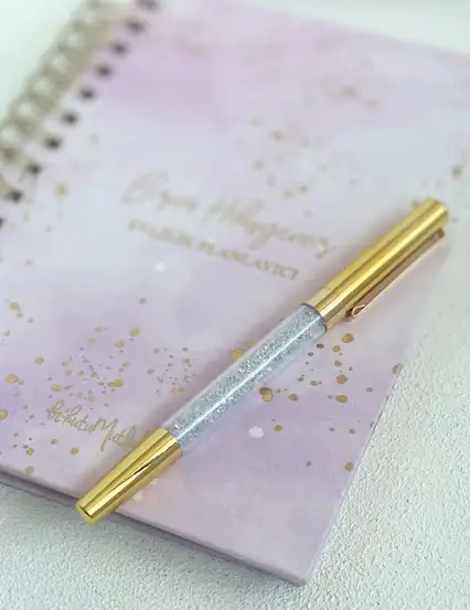 Gold Glitter Kapaklı Kalem