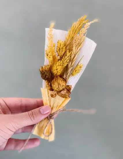 Aida Mini Sarı Buket Kuru Çiçek