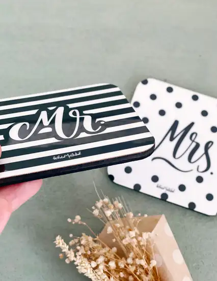 Mr & Mrs 2'li Bardak Altlığı