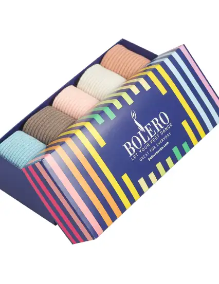 Bolero Pastel Renkler Fitilli Kolej Çorabı 5'li