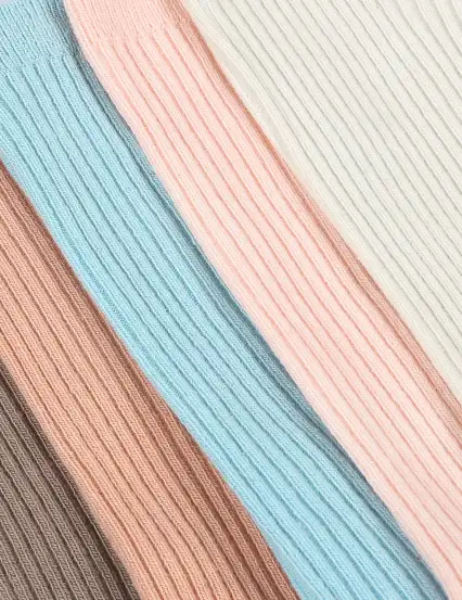 Bolero Pastel Renkler Fitilli Kolej Çorabı 5'li