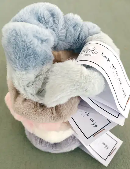 Peluş Yumuşak Tüylü Scrunchie Pastel Renkler Hediye Lastik Toka