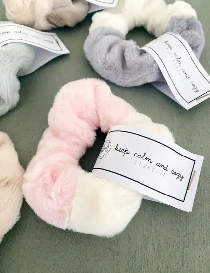 Peluş Yumuşak Tüylü Scrunchie Pastel Renkler Hediye Lastik Toka