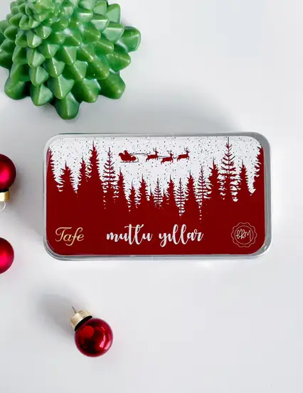 Tafe - Mutlu Yıllar Metal Kutulu Çikolata Kaplı Fıstıklı Lokum 110 gr