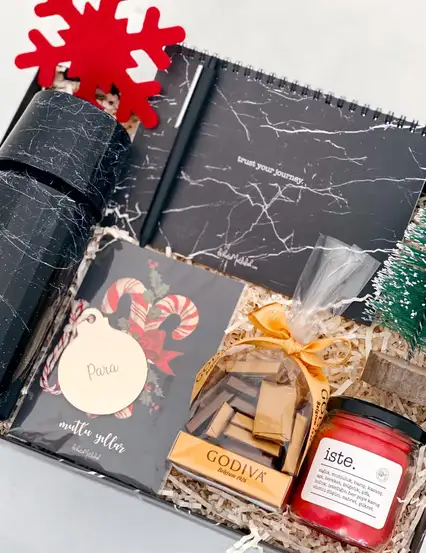 Siyah Mermer Kurumsal Yılbaşı Hediye Kutusu