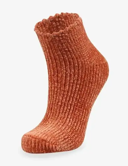 Çorap N029 - Bolero Tarçın Kiremit Kadife Dokulu Kadın Kışlık Çorap