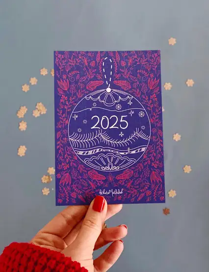 2025 Yılbaşı Hediye Not Kartı Ön Arka Yeni Yıl Dilekleri Baskılı Kartpostal Motto Kartı