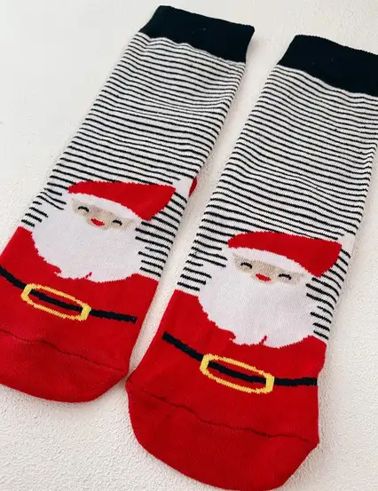 Yılbaşı Çorap Çizgili Noel Baba Yeni Yıl Çorabı