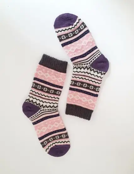 Çorap N401 - Bolero Kadın Lüks Renkli Yünlü Pembe Çorap