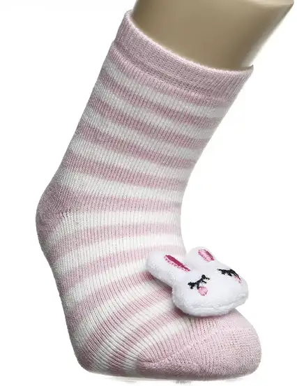 HelloBaby Çorap - Oyuncaklı Havlu Bebek Çorabı Pembe Tavşan