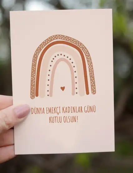 8 Mart Kadınlar Günü Firmaya Özel Boho Motto Kartı Kartpostal