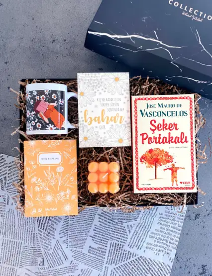 Papatyalı Şeker Portakalı Kitaplı Kadına Hediye Kutusu Seti