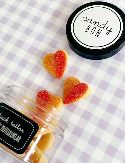 Candybon Sarı Kırmızı Kalp Yumuşak Şeker Jelibon