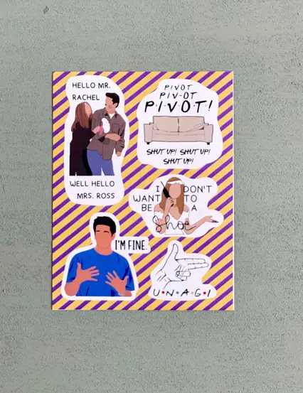 Friends Temalı Sticker Pack Ross Ve Rachel Sticker Seti