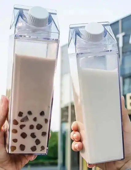Süt Kutu Tasarımlı Su Kahve İçecek Şişesi Kahve Sunum Bardağı