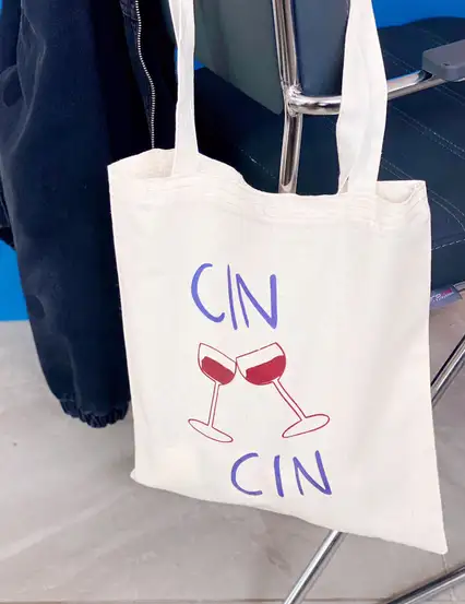 Kutlama Zamanı Cın Cın Şarap Kadehi Hediye Bez Çanta