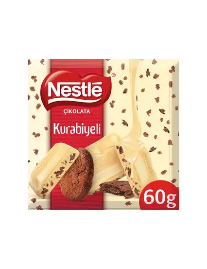 Nestle Çikolata Kakaolu Kurabiye Parçacıklı Beyaz Çikolata 60 gr