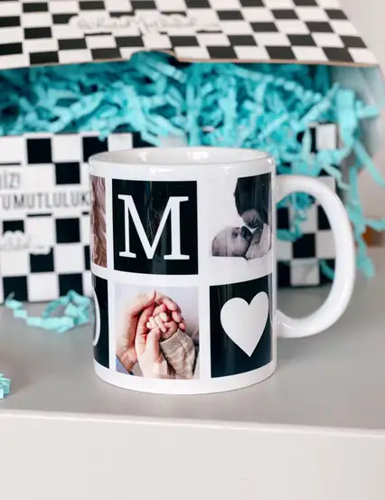 Kişiye Özel Fotoğraf Baskılı Siyah Mom Mesajlı Fotoğraflı Anneler Günü  Hediye Kupa Bardak