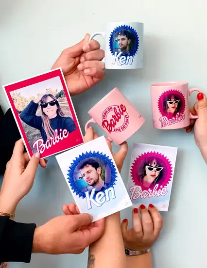 Barbie Bebek Filtreli Kişiye Özel Fotoğraf Baskılı Barbie Temalı Hediye Pembe Kupa Bardak