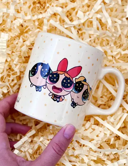 Powerpuff Girls En İyi Arkadaş Gökyüzü Sarı Hediye Kupa Bardak