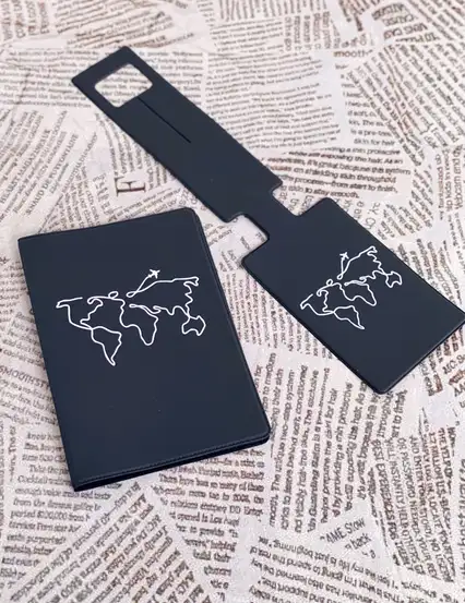 Özgür Hisset Pasaport Kılıfı Ve Özgür Hisset Bavul Etiketi Siyah Cool Tatil Hediye Seti