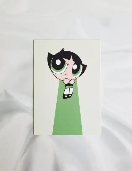 Powerpuff Girls Buttercup Yeşil Enerji Motto Kartı Kartpostal