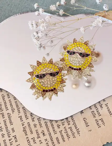 Cool Sun Parıltılı Güneş Elmas Küpe