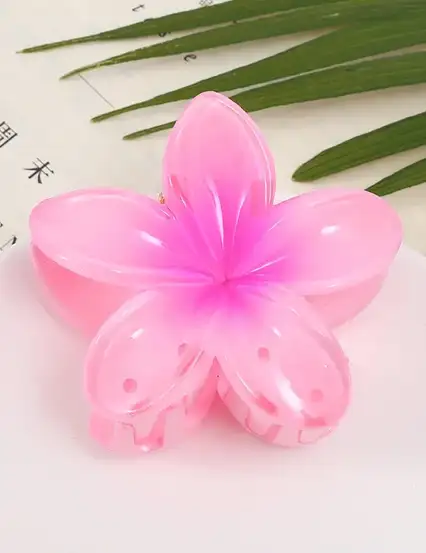 Pembe Lotus Çiçeği Parlak Akrilik Mandal Kıskaçlı Toka