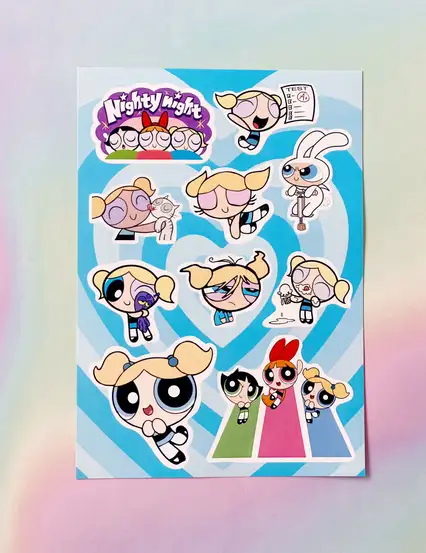 Powerpuff Girls Bubbles Mavi Sticker Seti
