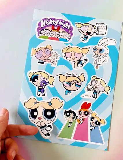 Powerpuff Girls Bubbles Mavi Sticker Seti