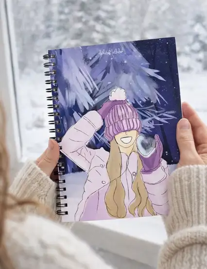 A5 Tasarım Spiralli Defter - Kış Kızı
